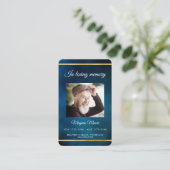 ブルースカイ金ゴールド写真葬儀祈りの言葉カード 名刺 (スタンド正面)