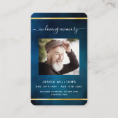 ブルースカイ金ゴールド写真葬儀祈りの言葉カード 名刺 (正面)