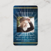 ブルースカイ金ゴールド写真葬儀祈りの言葉カード 名刺 (正面)