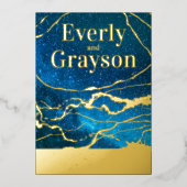 ブルースカイ銀河系アガテマーブル金ゴールドズ 箔招待状 (正面)