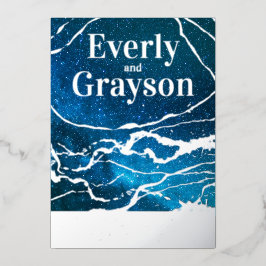 ブルースカイ銀河系アガテマーブル金ゴールドズ 箔招待状