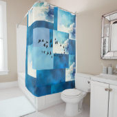 ブルースカイ鳥デザインシャワーカーテン シャワーカーテン (インサイチュ)
