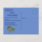 ブルースカイ、ふわふわの雲とピンクフラミンゴ インビテーションポストカード (裏面)