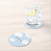 ブルースカイ、ふわふわ白い雲テンプレート ペーパーコースター (インサイチュ)