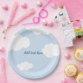 ブルースカイ、ふわふわ白い雲テンプレート ペーパープレート (パーティー)