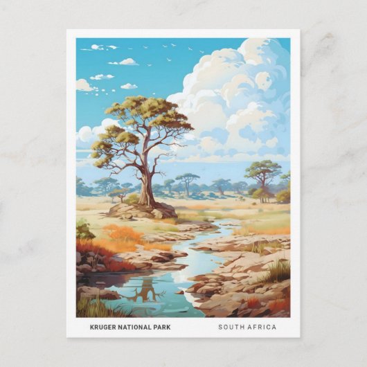 ブルースカイ・イン・クルーガー国立公園ヴィンテージトラベル ポストカード (正面)