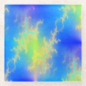 ブルースカイ&ゴールデンイエロー稲妻ボルト ガラスコースター (正面)