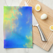 ブルースカイ&ゴールデンイエロー稲妻ボルト キッチンタオル (四つ折り)