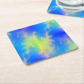 ブルースカイ&ゴールデンイエロー稲妻ボルト スクエアペーパーコースター (アングル)
