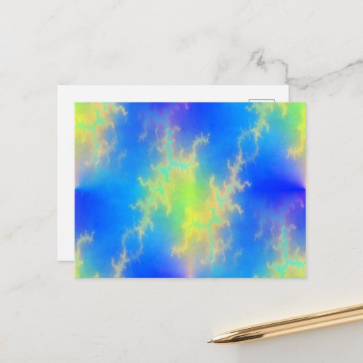 ブルースカイ&ゴールデンイエロー稲妻ボルト ポストカード (正面/裏面インサイチュ)