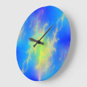 ブルースカイ&ゴールデンイエロー稲妻ボルト ラージ壁時計 (傾斜)