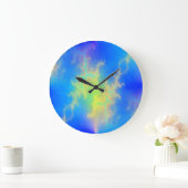 ブルースカイ&ゴールデンイエロー稲妻ボルト ラージ壁時計 (ホーム)