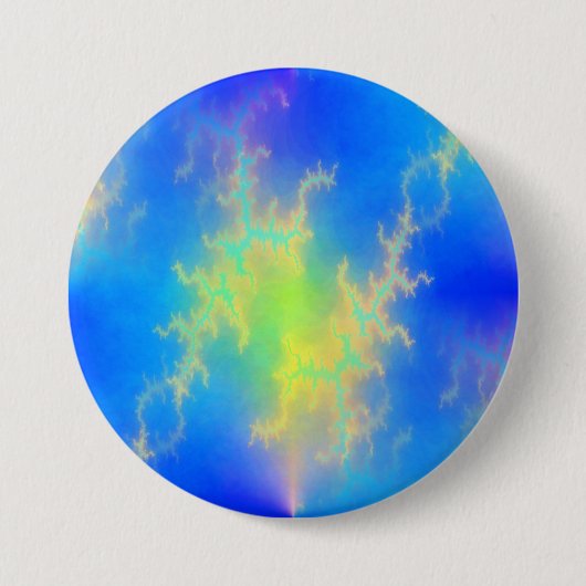 ブルースカイ&ゴールデンイエロー稲妻ボルト 缶バッジ (正面)