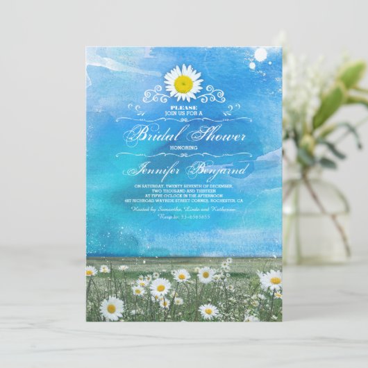 ブルースカイ&サマーメドウデイジーブライダルシャワー 招待状 (スタンド正面)