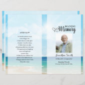 ブルースカイ&ビーチ葬儀プログラムテンプレート (正面/裏面)