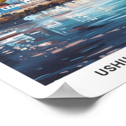 ブルースカイinウシュアイアアルゼンチンヴィンテージ旅行 ポスター (角)