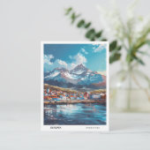 ブルースカイinウシュアイアアルゼンチンヴィンテージ旅行 ポストカード (スタンド正面)