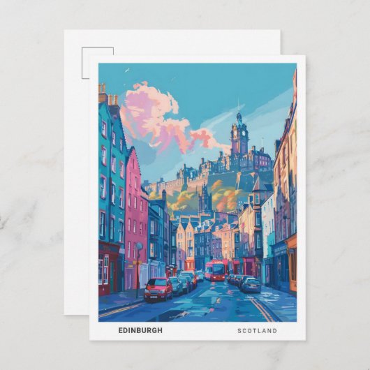 ブルースカイinエディンバラスコットランドヴィンテージトラベル ポストカード (正面/裏面)
