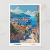 ブルースカイinドゥブロヴニククロアチアヴィンテージトラベル ポストカード (正面)