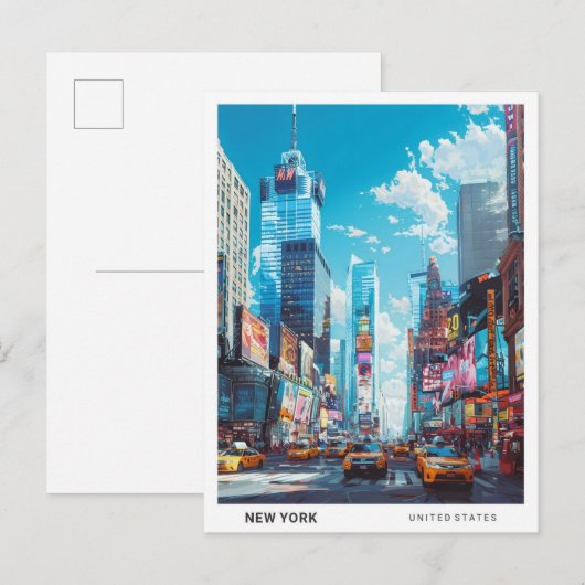 ブルースカイinニューヨークUSAヴィンテージトラベル ポストカード (正面/裏面)