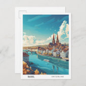 ブルースカイinバーゼルスヴィンテージ旅行 ポストカード (正面/裏面)