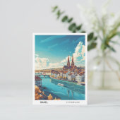 ブルースカイinバーゼルスヴィンテージ旅行 ポストカード (スタンド正面)