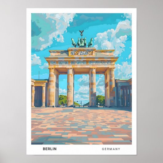 ブルースカイinベルリンGermany Vintage Travel ポスター (正面)