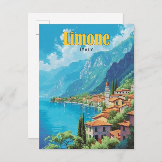 ブルースカイinリモネイタリアヴィンテージトラベル ポストカード (正面/裏面)