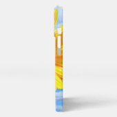 ブルースカイiPhoneケースに黄色のひまわりとミツバチ iPhoneケース (左側面)