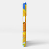 ブルースカイiPhoneケースに黄色のひまわりとミツバチ iPhoneケース (右側面)