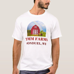 ブルースカイT型の赤い納屋に名前を追加 Tシャツ