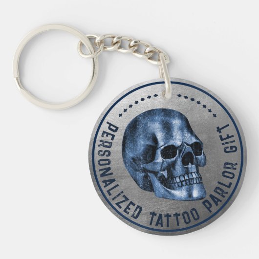 ブルースカルカッコいいゴシックPro Fidelity Tattoo Parer キーホルダー (正面)