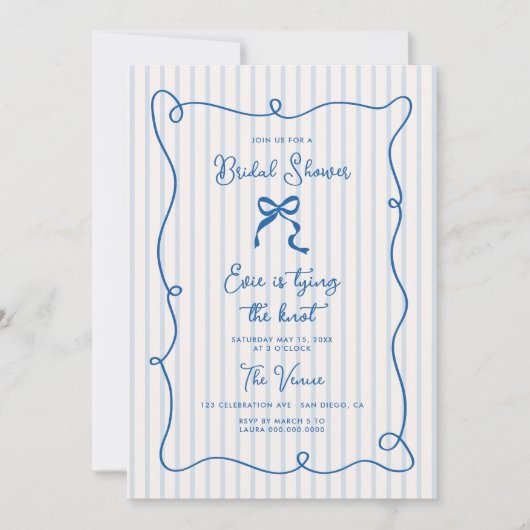 ブルースクイグルフレームボウブライダルシャワー招待 招待状 (正面)
