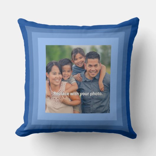 ブルースクウェア写真フレーム追加フォト装飾用クッション クッション (正面)