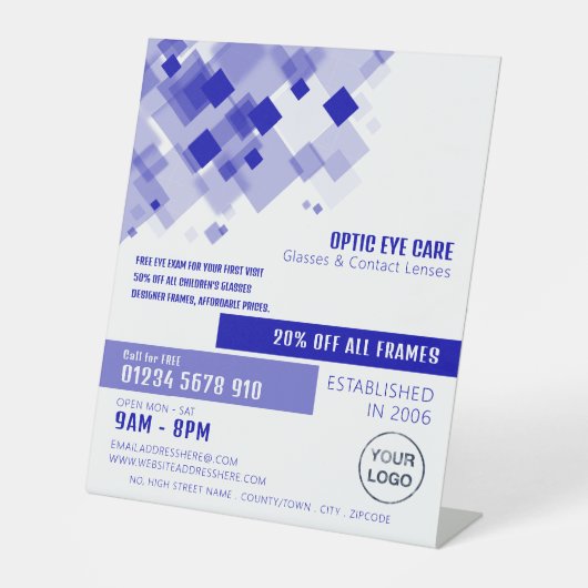 ブルースクウェア、オプティシャン、テクニカルプラクティショナー 台座サイン (正面)