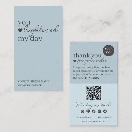 ブルースクモダンリプトQRコード、ありがとうございますビジネス 名刺 (正面/裏面)