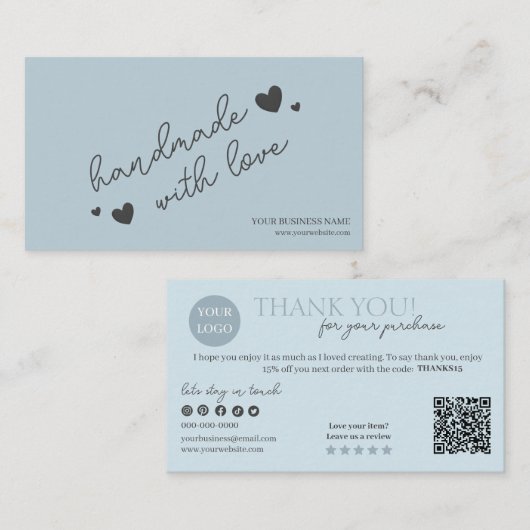 ブルースクモダンリプトQRコード、ありがとうございます 名刺 (正面/裏面)