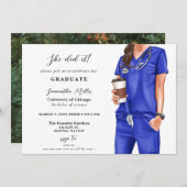 ブルースクラブナース写真彼女はそれを卒業した 招待状 (正面/裏面)