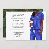 ブルースクラブナース写真彼女はそれを卒業した 招待状 (正面/裏面)