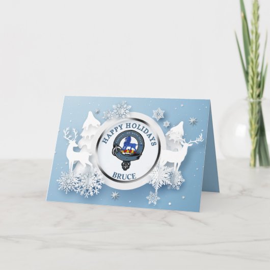 ブルースクランバッジハッピーホリデー カード (正面)