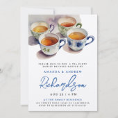 ブルースクリエレガントプト茶パーティー懇親会水彩 招待状 (正面)