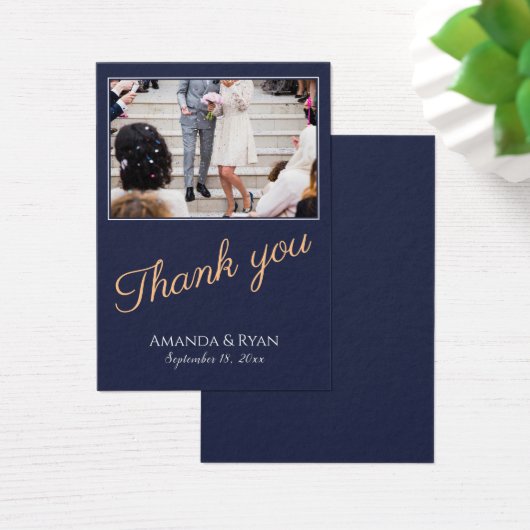 ブルースクリプエレガントトありがとうご結婚ざいました写真ラベル (デスク)