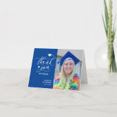 ブルースクリプエレガントトのミニマル写真卒業 サンキューカード (正面)