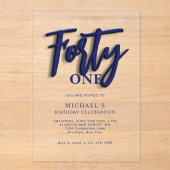 ブルースクリプスタイリッシュト440th大人誕生日 アクリル招待状 (正面)