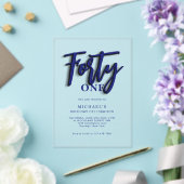 ブルースクリプスタイリッシュト440th大人誕生日 アクリル招待状 (インサイチュ (ウェディング))