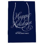ブルースクリプトのハッピーホリデー ミディアムペーパーバッグ (正面)
