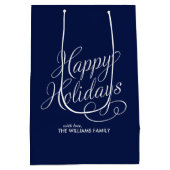 ブルースクリプトのハッピーホリデー ミディアムペーパーバッグ (裏面)