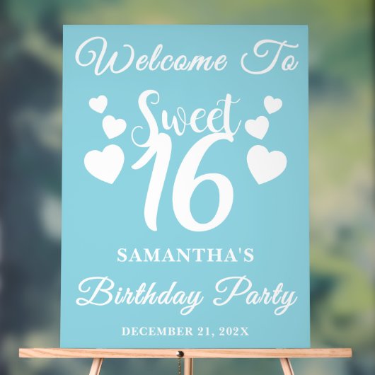 ブルースクリプトウィンタースウィート16誕生日へようこそ アクリルサイン (ニュートラル)