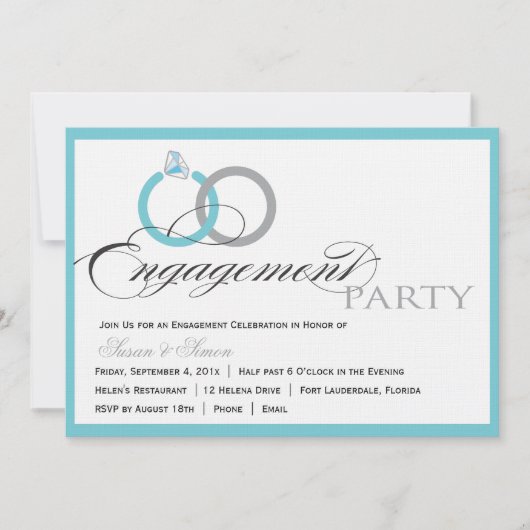 ブルースクリプトエンゲージメントパーティー招待状 招待状 (正面)