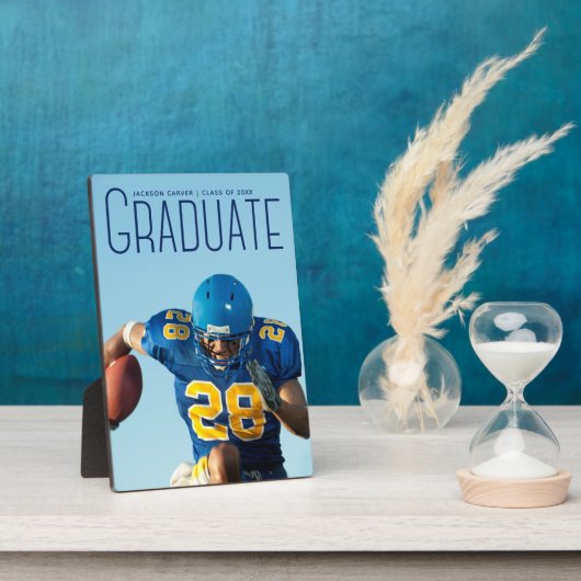 ブルースクリプトオーバーレイ大学院サッカー選手の写真 フォトプラーク (側面)